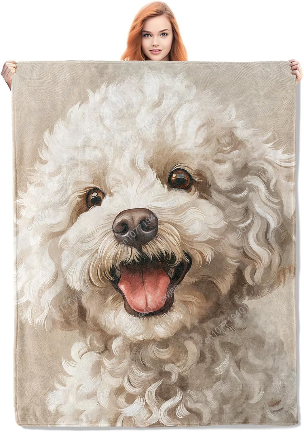 Home Of Textiles - Joyful Poodle Portrait Blanket Realistic Dog