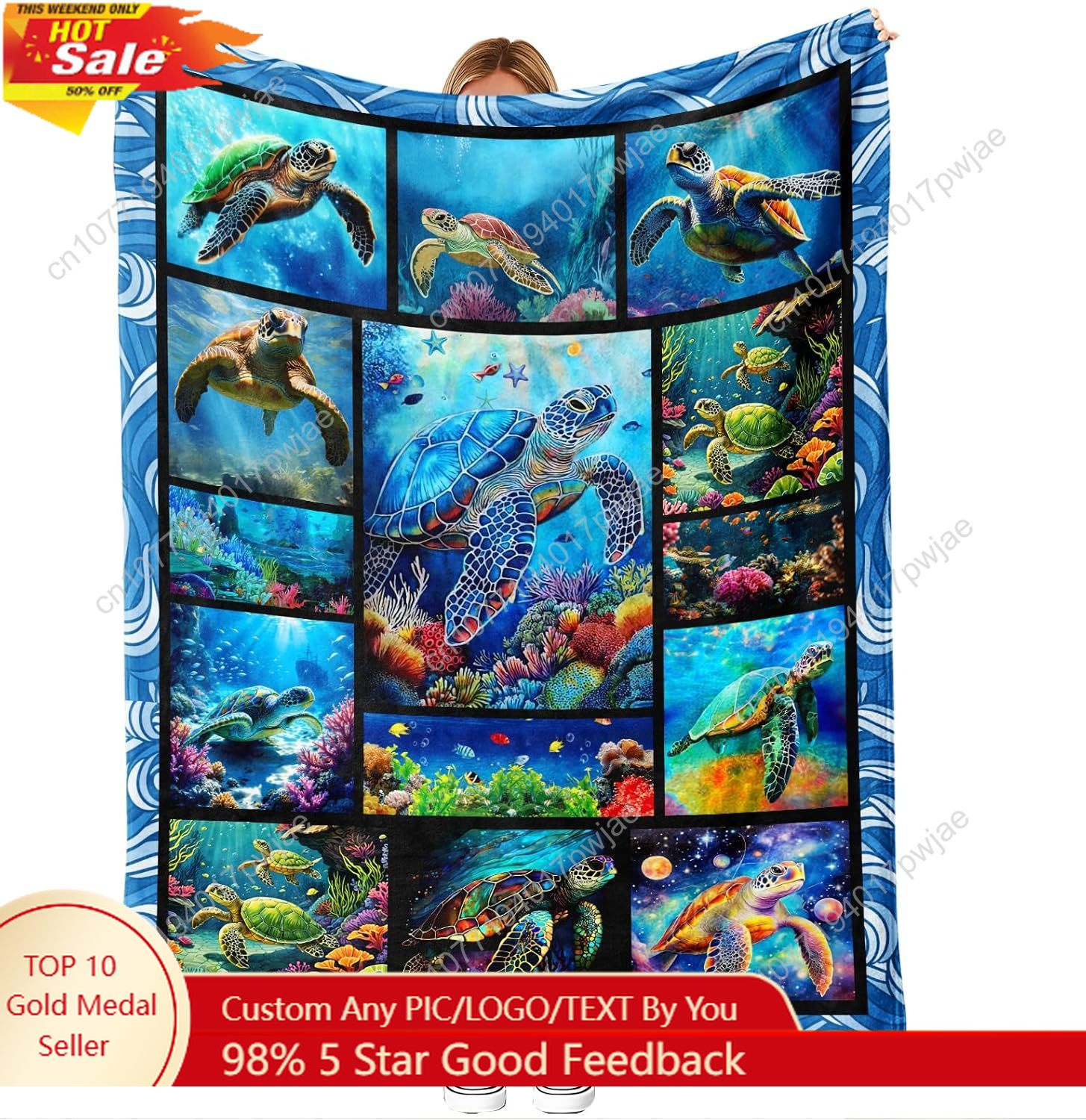 Sea Turtle Flannel Throw Blank - Home Of Textiles review and price