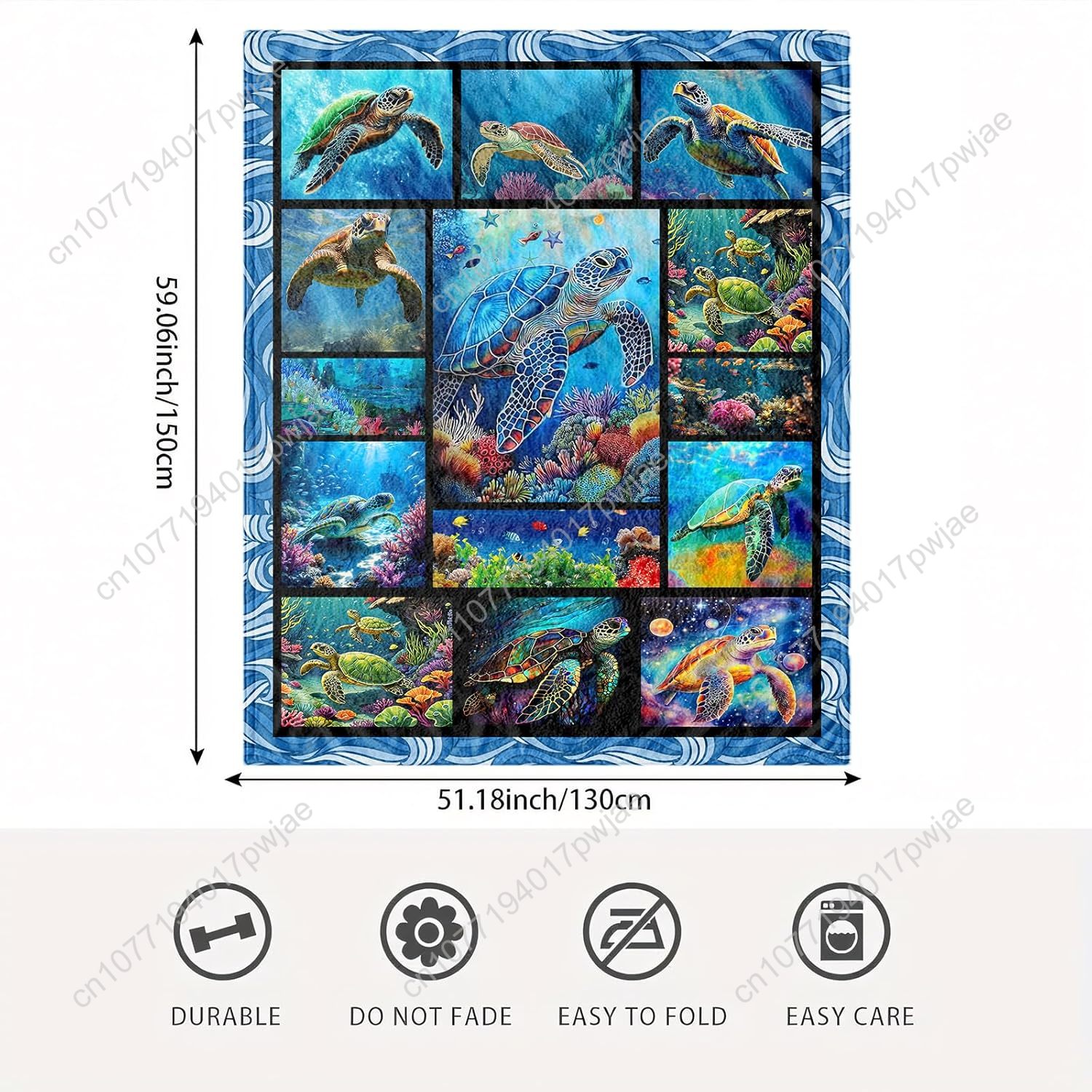 Sea Turtle Flannel Throw Blank - Home Of Textiles review and price