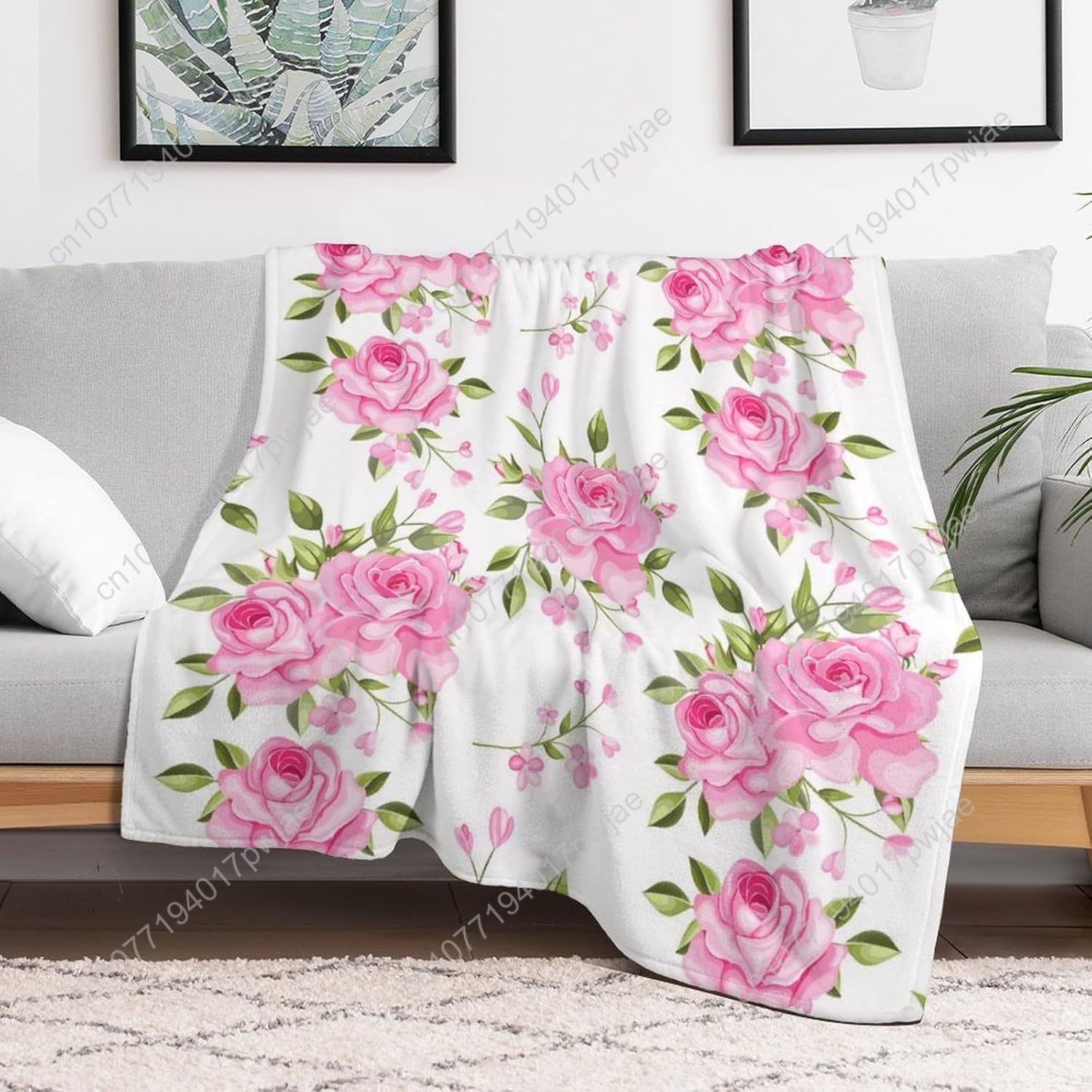 Pink Flower Throw Blanket Flor - Home Of Textiles review and price