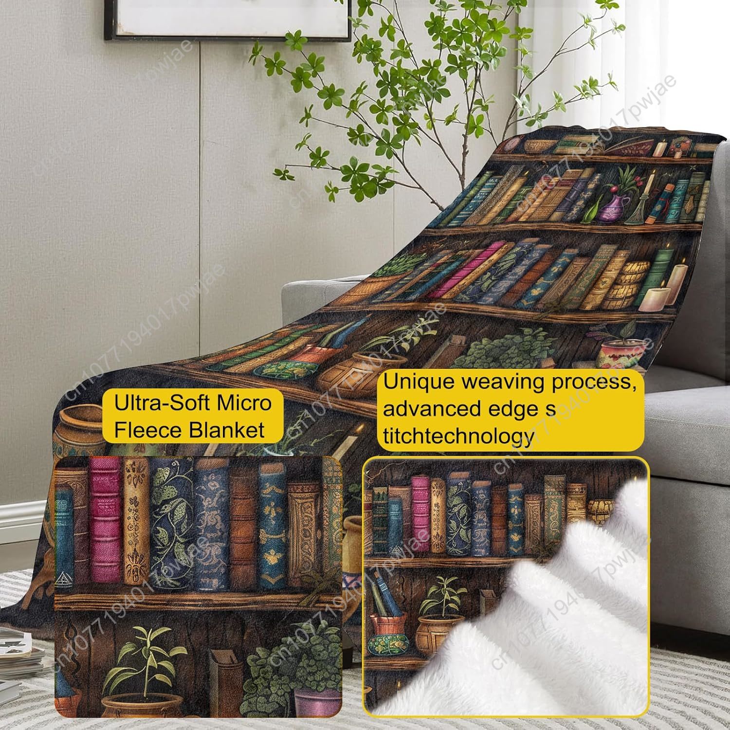 Vintage Bookshelf Blanket Read - Home Of Textiles review and price