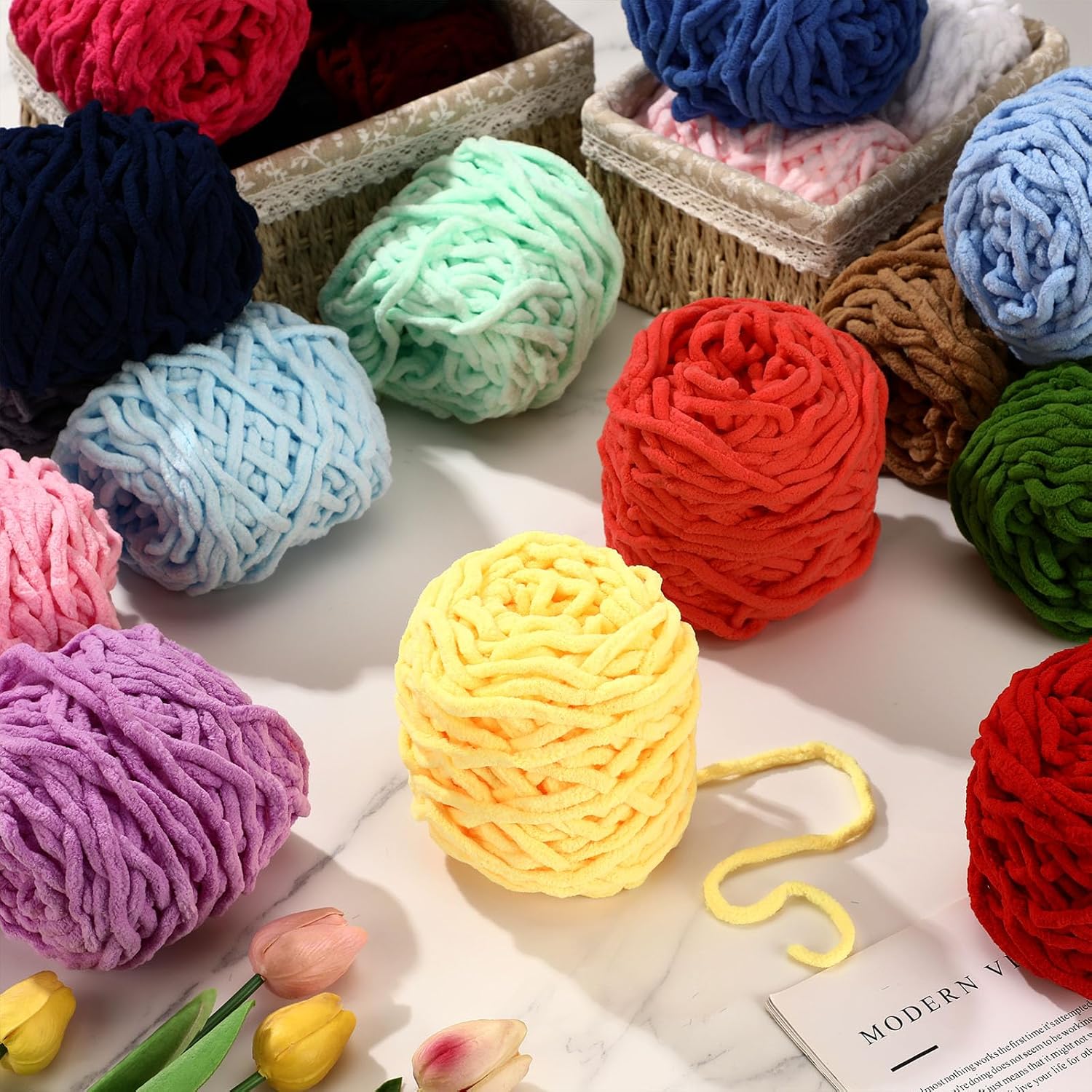 6PCS 600g Chenille Knitting Ya - Wool Blanket Herringbone review and price