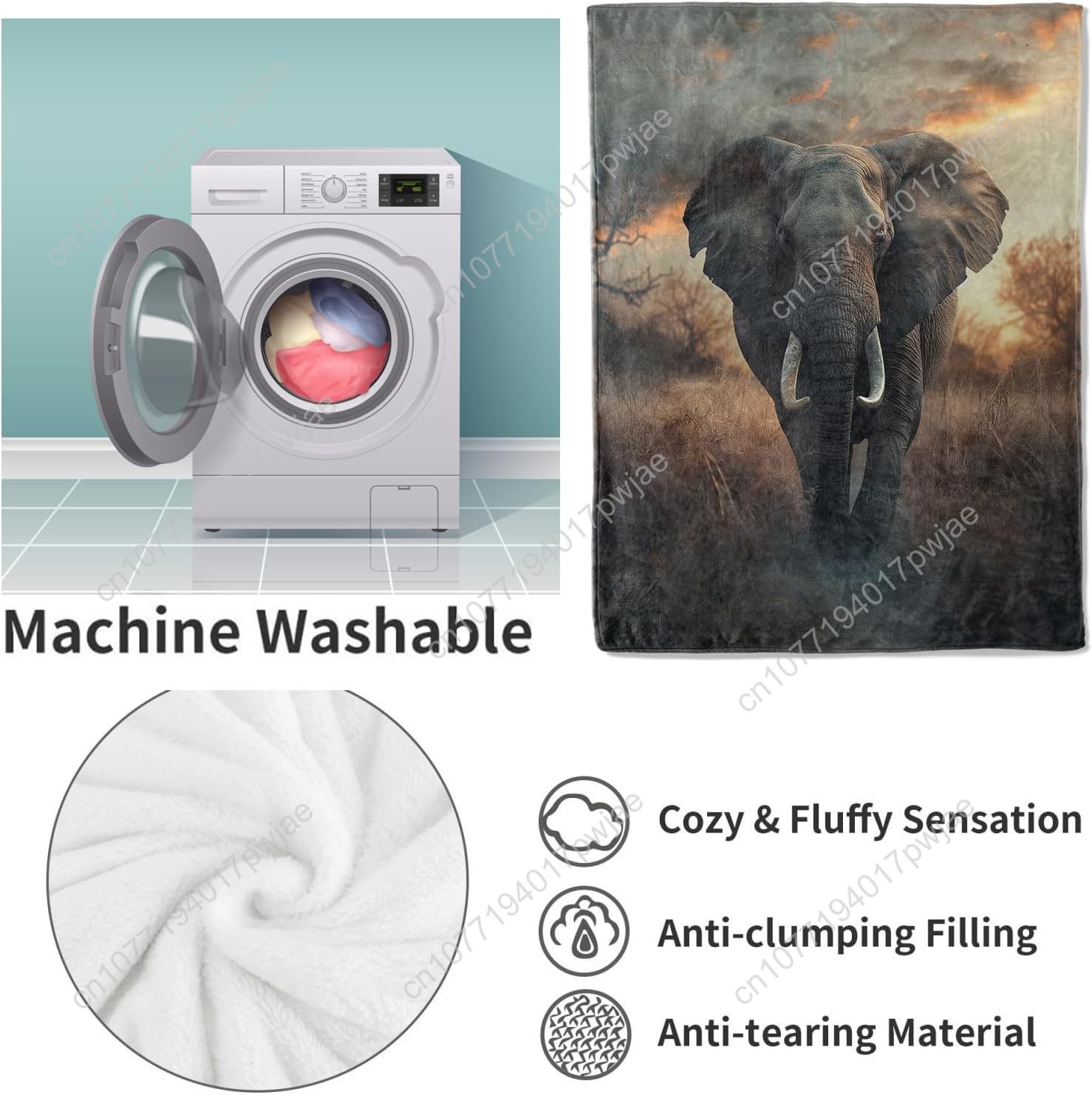 Elephant Fleece Blanket, Reali - Home Of Textiles review and price