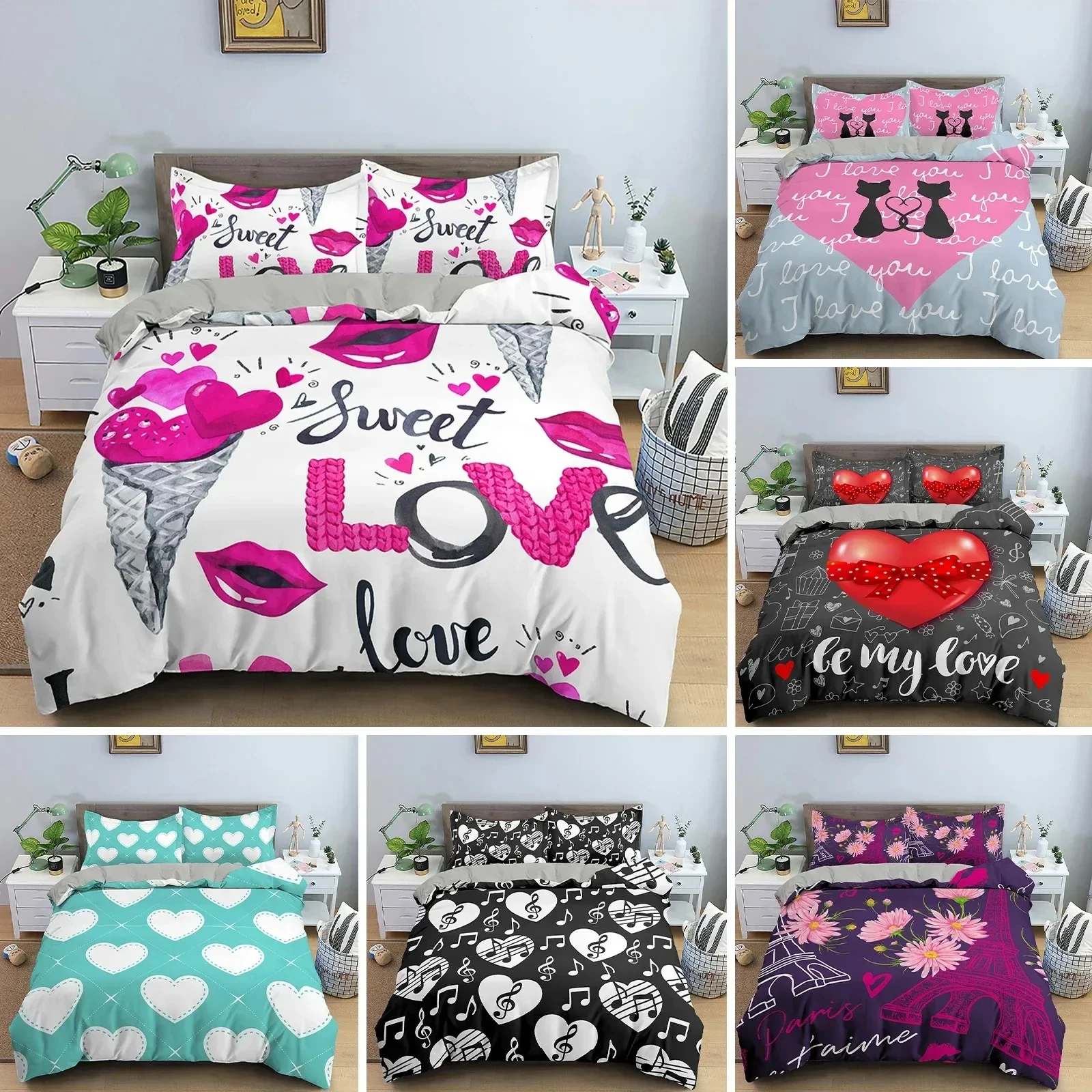 3D Love Heart Duvet Cover Pari - Home Textiles Paris review and price