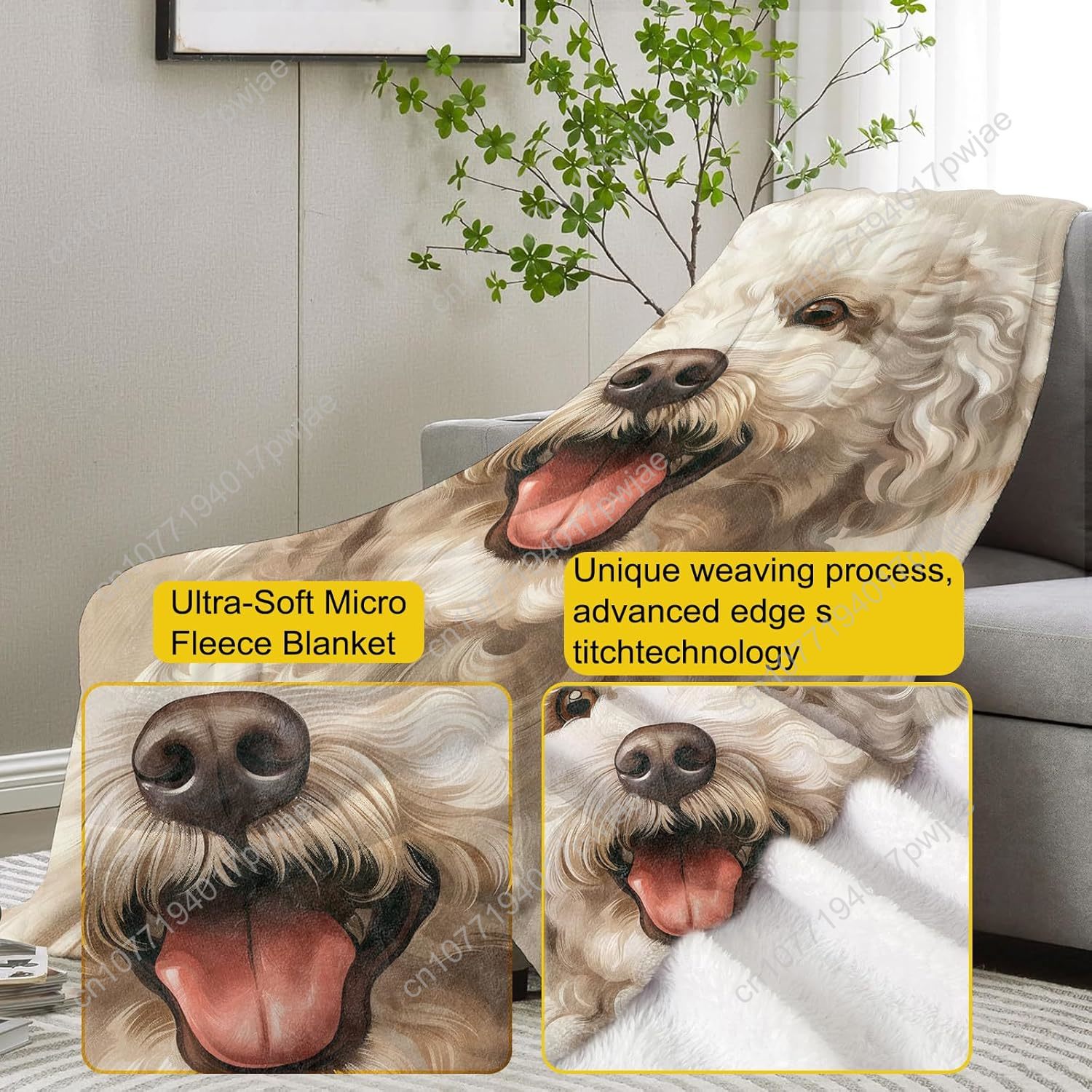 Joyful Poodle Portrait Blanket - Home Of Textiles review and price