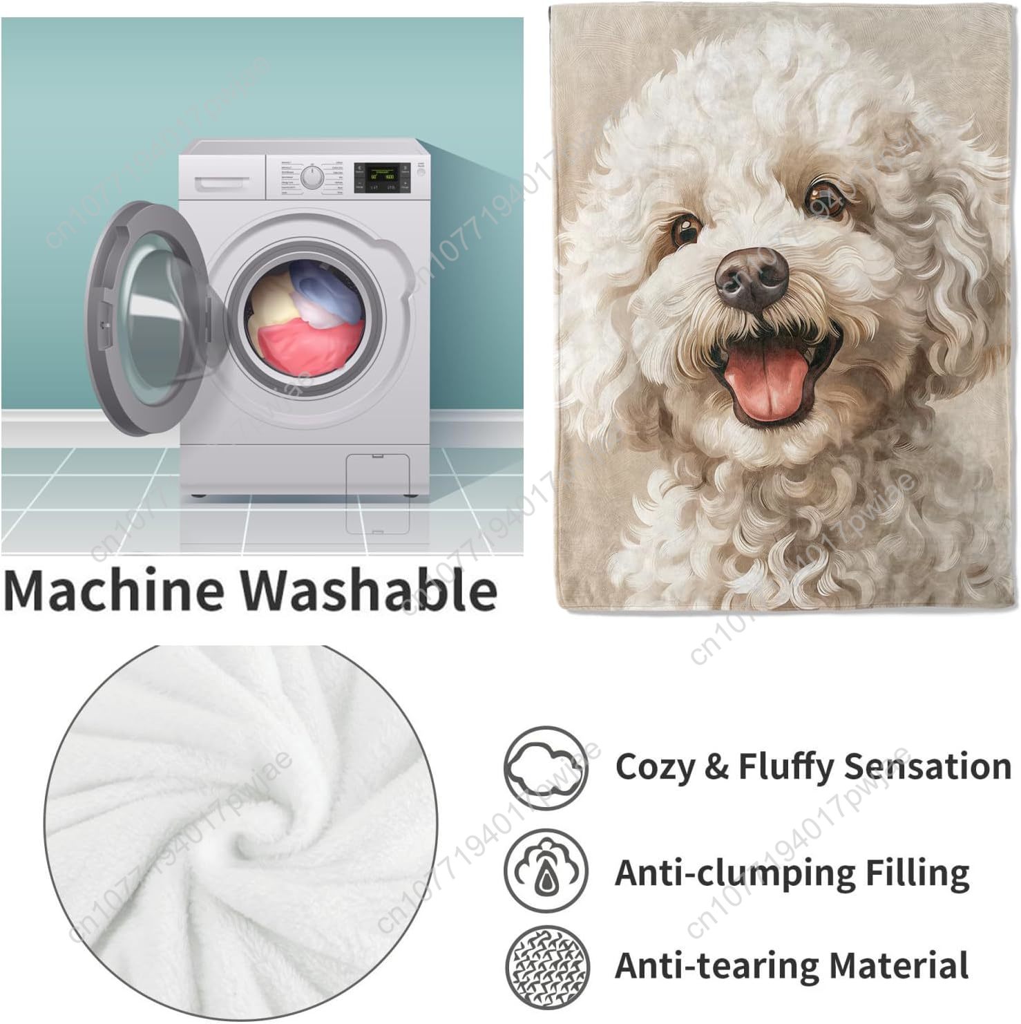 Joyful Poodle Portrait Blanket - Home Of Textiles review and price